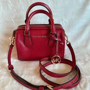 NWT! RARE! MK Michael Kors Mini Bedford Leather Crossbody In Scarlet Red